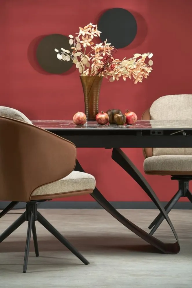 Stół rozkładany HILARIO 180(260)x90 czarny marmur/czarny w loftowym stylu I sklep meblowy MIRAT.