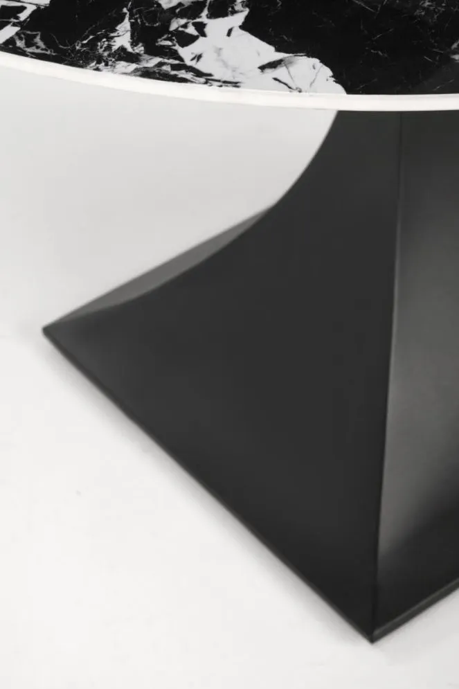 Stół okrągły MANUEL 120x120 czarny marmur/czarny na metalowej podstawie I sklep meblowy MIRAT.