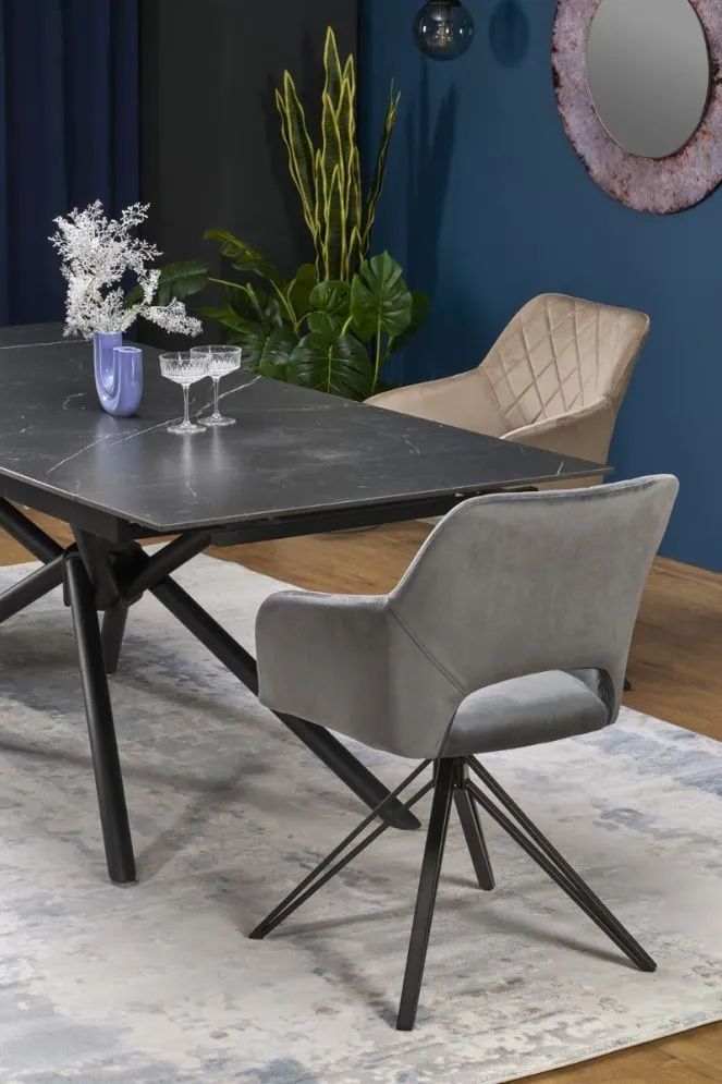 Stół rozkładany VITORINO 160(220)x90 czarny marmur w stylu loftowym I sklep meblowy MIRAT. styl LOFT