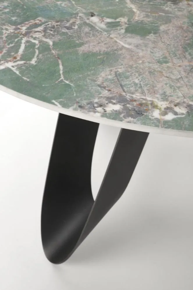 Stół okrągły GIOVANI 135x135 zielony marmur/czarny loftowy I sklep meblowy MIRAT. styl LOFT