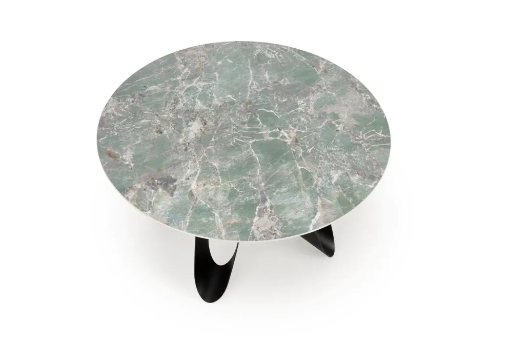 Stół okrągły GIOVANI 135x135 zielony marmur/czarny loftowy I sklep meblowy MIRAT. styl LOFT