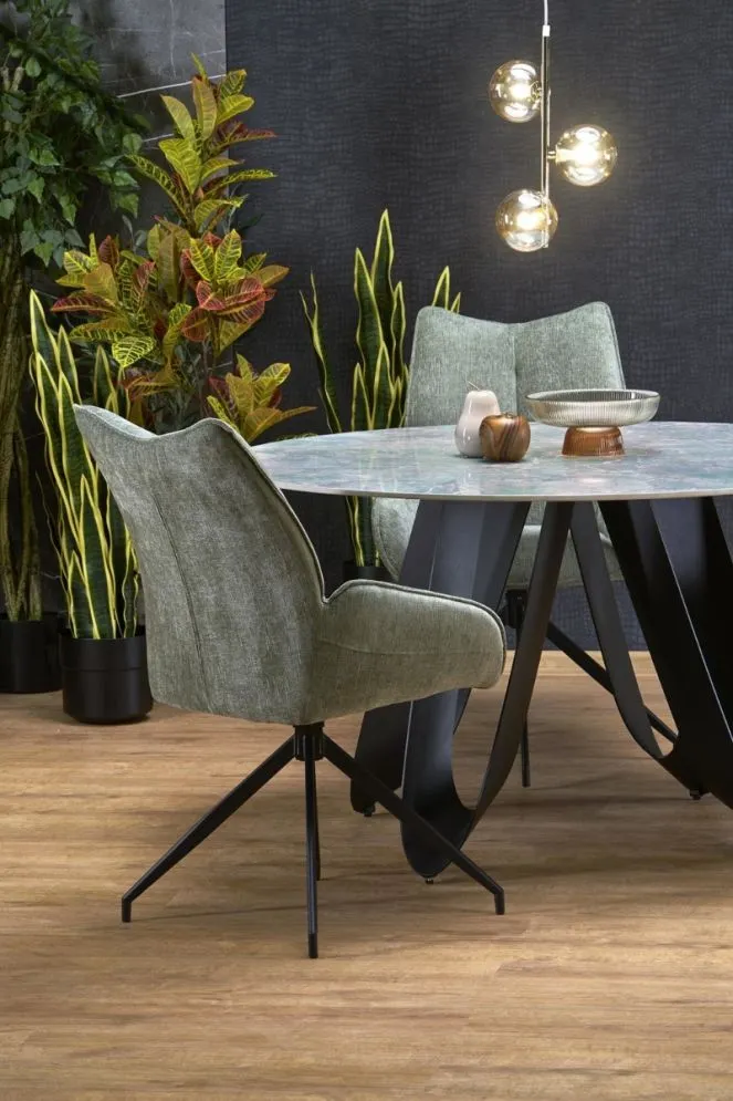 Stół okrągły GIOVANI 135x135 zielony marmur/czarny loftowy I sklep meblowy MIRAT. styl LOFT