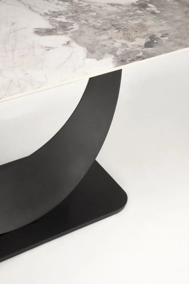 Stół rozkładany FERNANDO 160(240)x92 beżowy marmur/czarny designerski I sklep meblowy MIRAT. styl LOFT