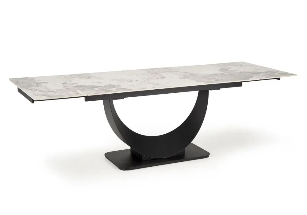 Stół rozkładany FERNANDO 160(240)x92 beżowy marmur/czarny designerski I sklep meblowy MIRAT. styl LOFT