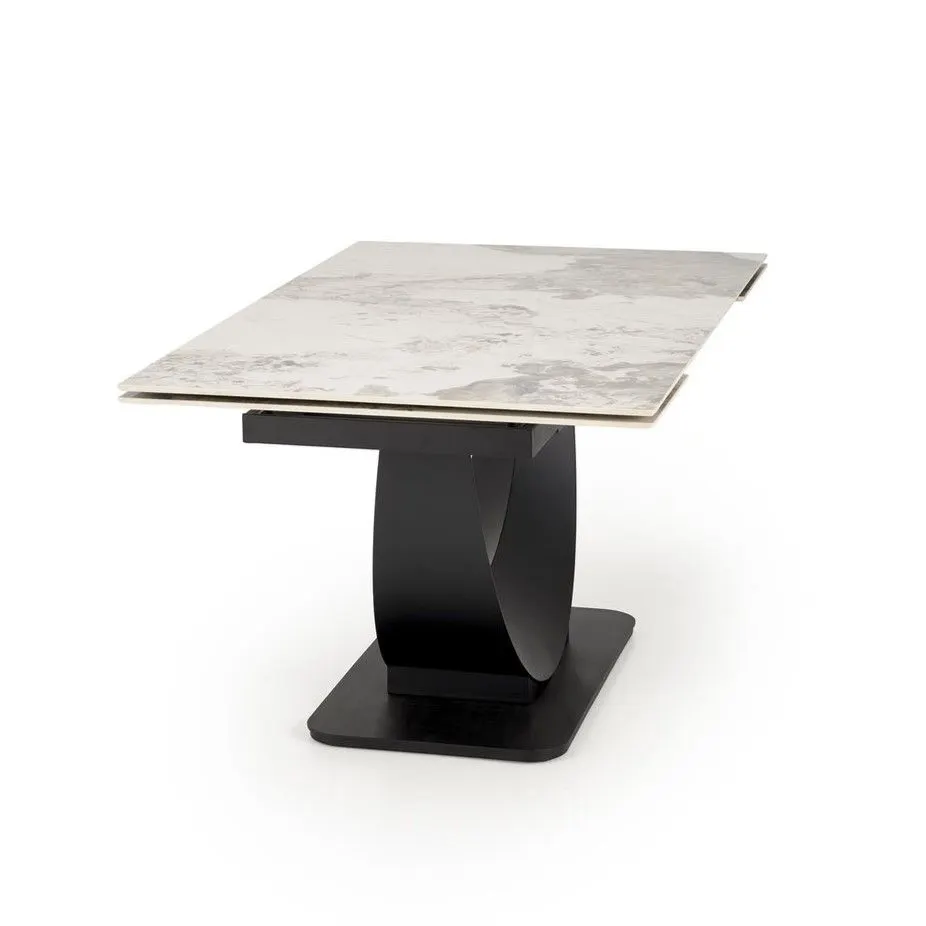 Stół rozkładany FERNANDO 160(240)x92 beżowy marmur/czarny designerski I sklep meblowy MIRAT. styl LOFT