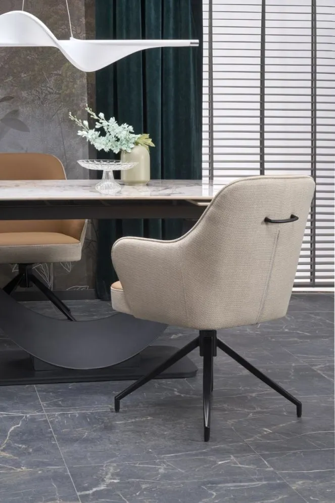 Stół rozkładany FERNANDO 160(240)x92 beżowy marmur/czarny designerski I sklep meblowy MIRAT. styl LOFT