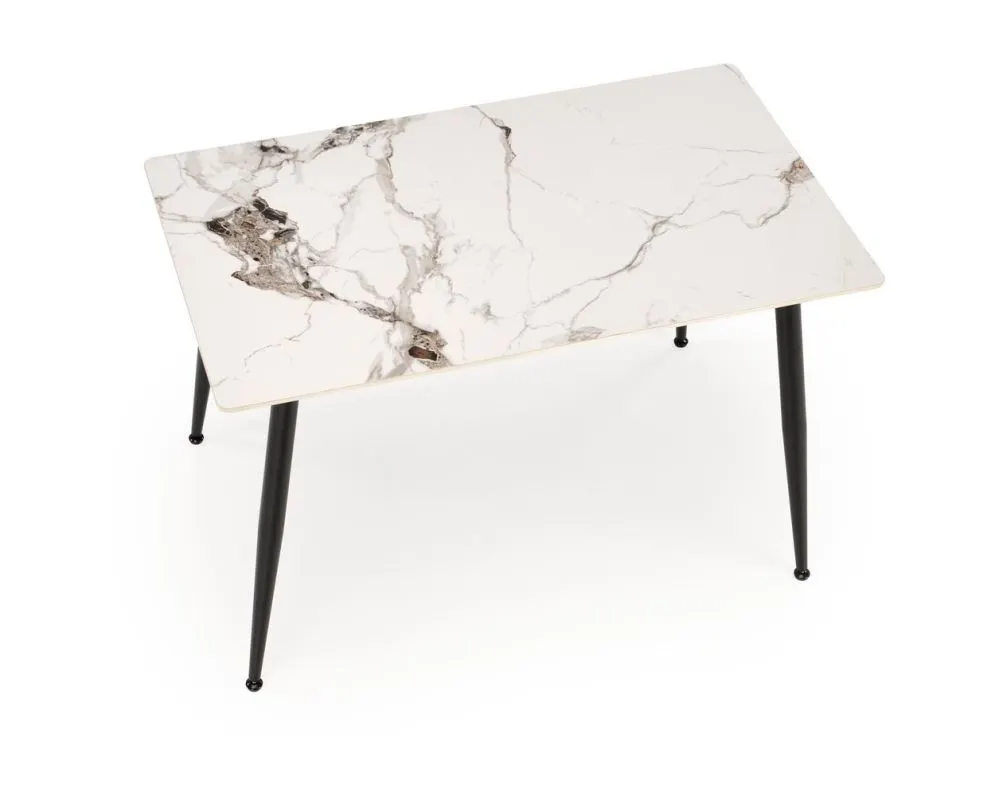 Stół EMILIO 120x80 biały marmur/czarny glamour I sklep meblowy MIRAT. styl GLAMOUR