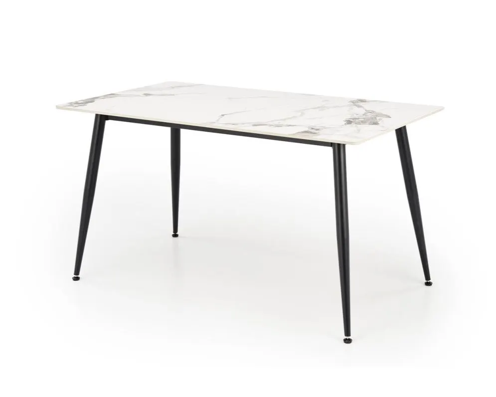 Stół EMILIO 140x80 biały marmur/czarny 6-osobowy I sklep meblowy MIRAT. styl GLAMOUR