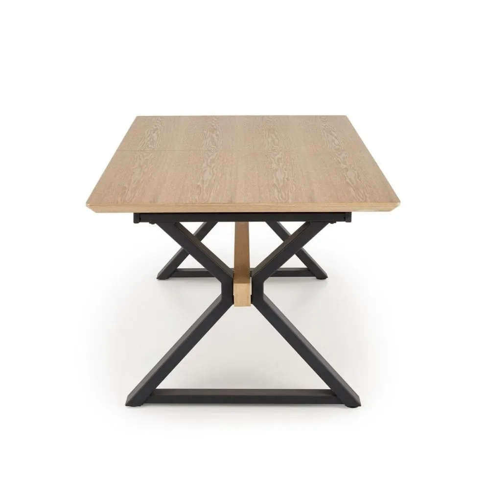 Stół rozkładany HENRY 180(300)x100 dąb naturalny/czarny 12-osobowy I sklep meblowy MIRAT. styl LOFT