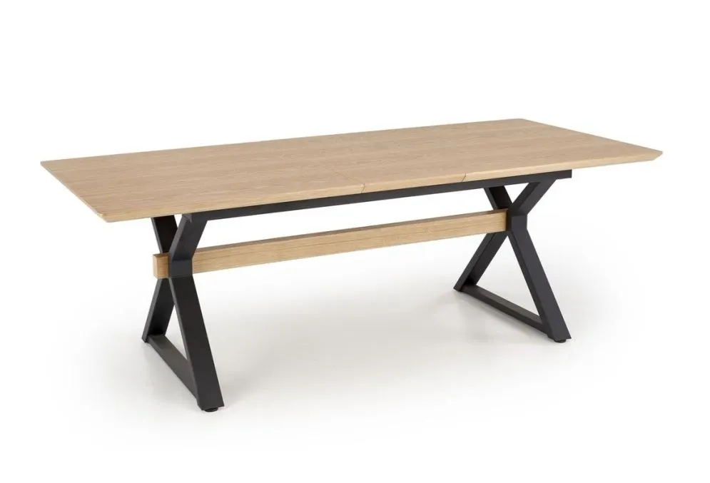 Stół rozkładany HENRY 180(300)x100 dąb naturalny/czarny 12-osobowy I sklep meblowy MIRAT. styl LOFT