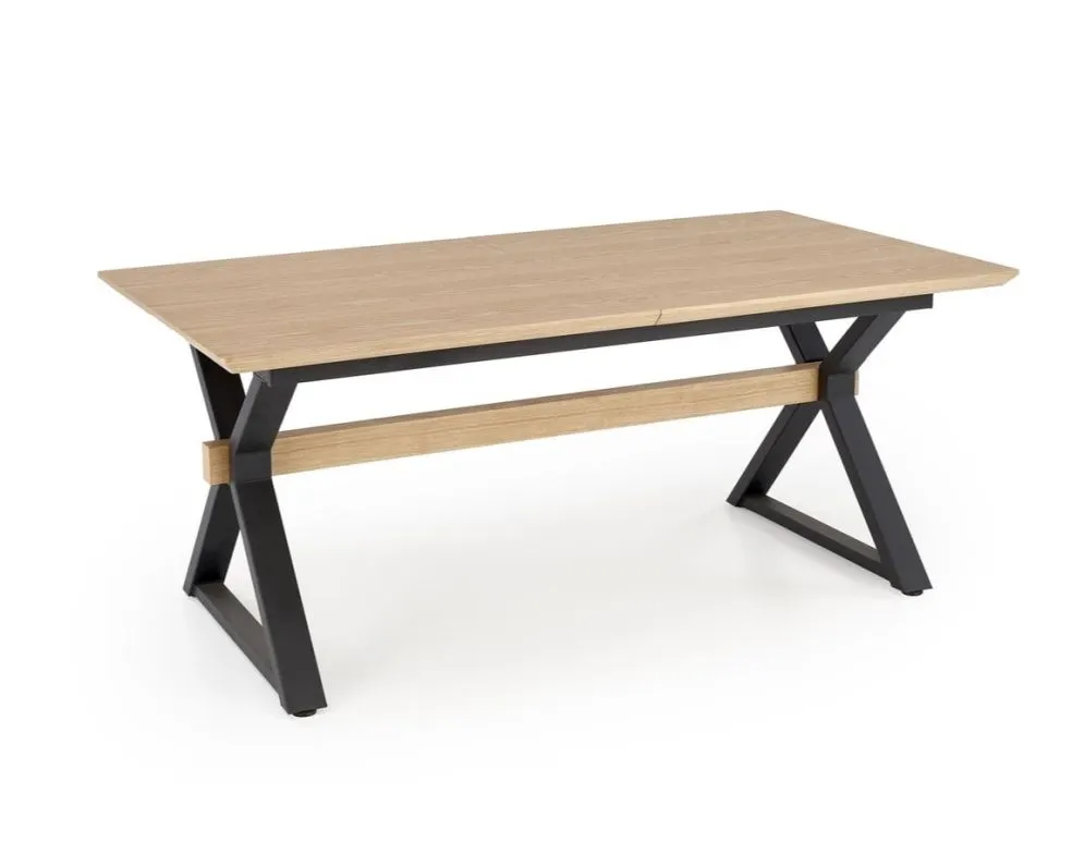 Stół rozkładany HENRY 180(300)x100 dąb naturalny/czarny 12-osobowy I sklep meblowy MIRAT. styl LOFT