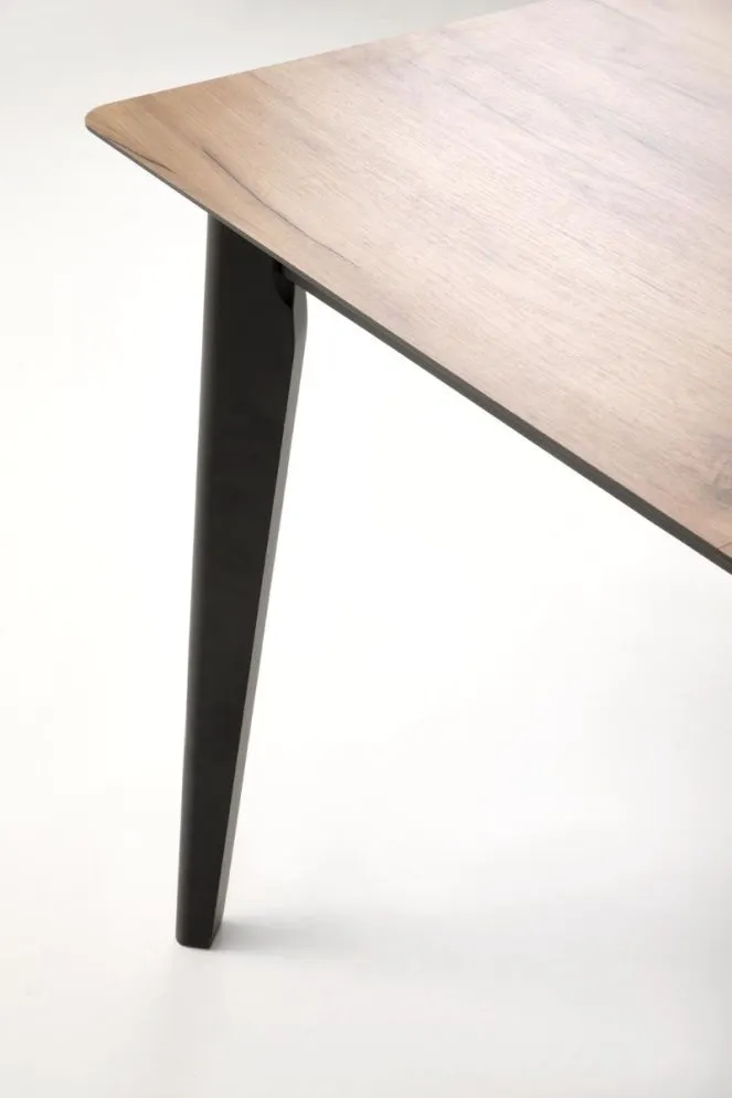 Stół rozkładany GULIAN 140(180)x80 dąb wotan/czarny na drewnianych nogach I sklep meblowy MIRAT. styl LOFT