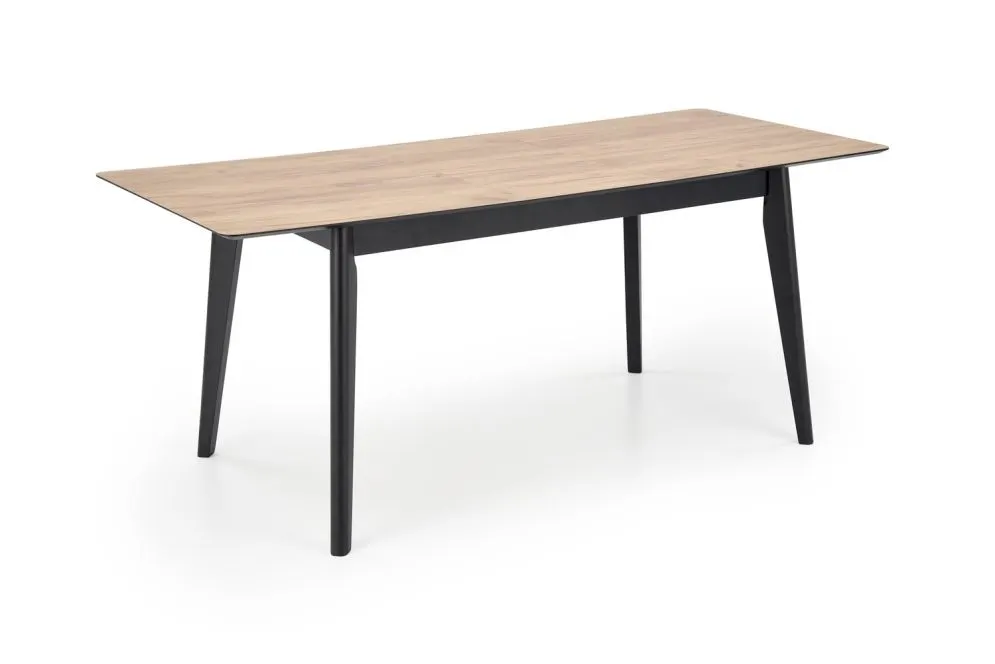 Stół rozkładany GULIAN 140(180)x80 dąb wotan/czarny na drewnianych nogach I sklep meblowy MIRAT. styl LOFT