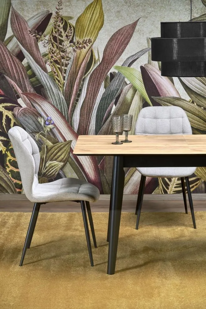 Stół rozkładany GULIAN 140(180)x80 dąb wotan/czarny na drewnianych nogach I sklep meblowy MIRAT. styl LOFT