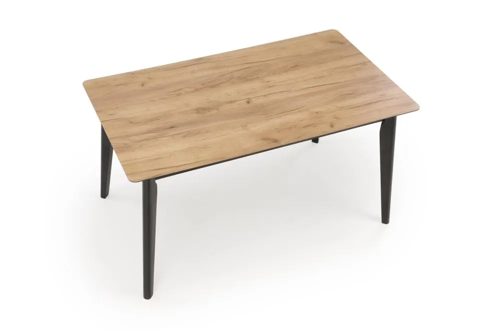 Stół rozkładany GULIAN 140(180)x80 dąb wotan/czarny na drewnianych nogach I sklep meblowy MIRAT. styl LOFT