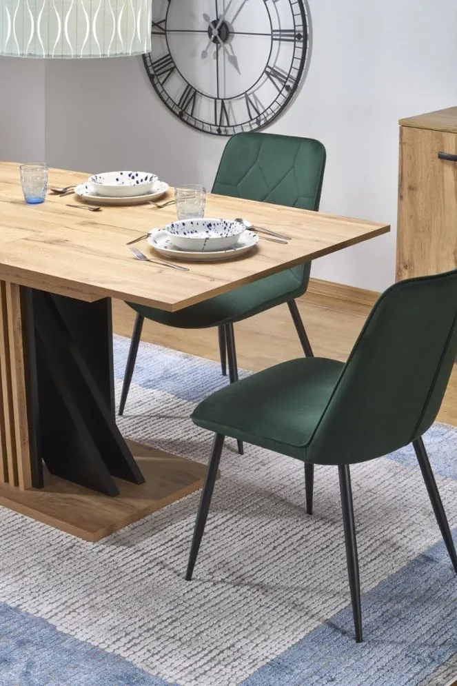 Stół rozkładany FABIANO 130(175)x85 dąb wotan/czarny lamele I sklep meblowy MIRAT.