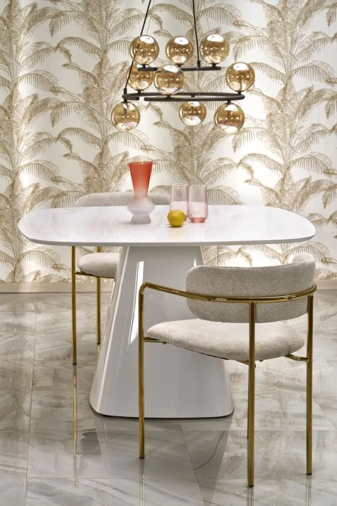 Krzesło tapicerowane K537 kremowe/złote w stylu glamour I sklep meblowy MIRAT. styl GLAMOUR