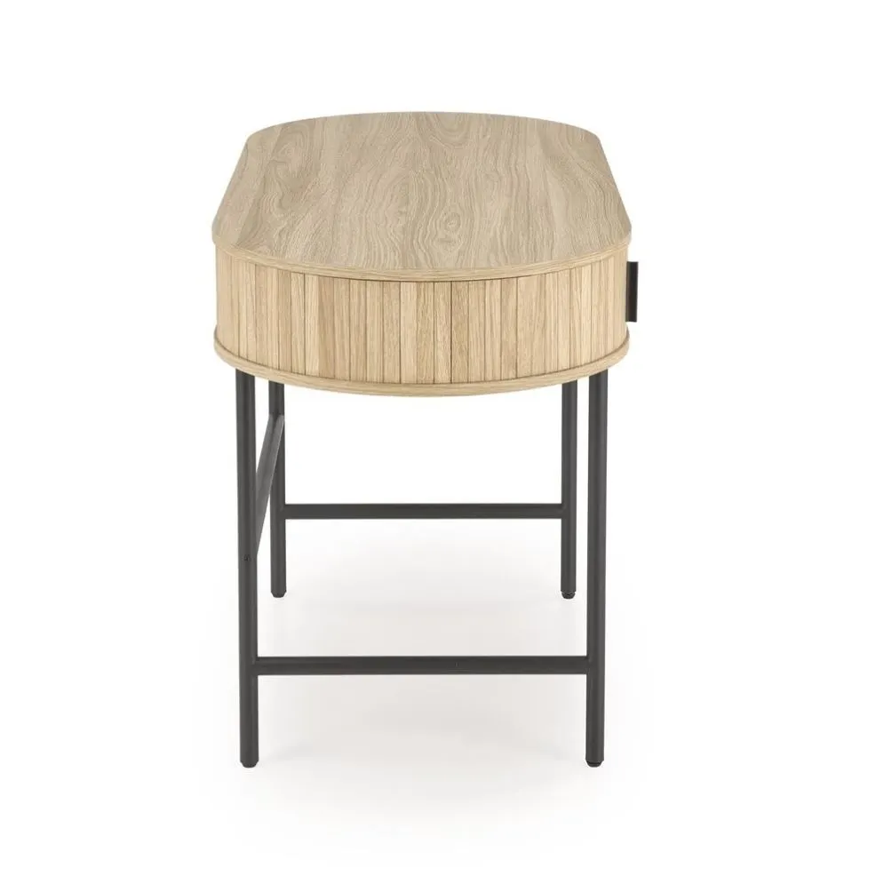 Biurko B51 dąb naturalny/czarne owalne I sklep meblowy MIRAT. styl LOFT, SKANDYNAWSKI