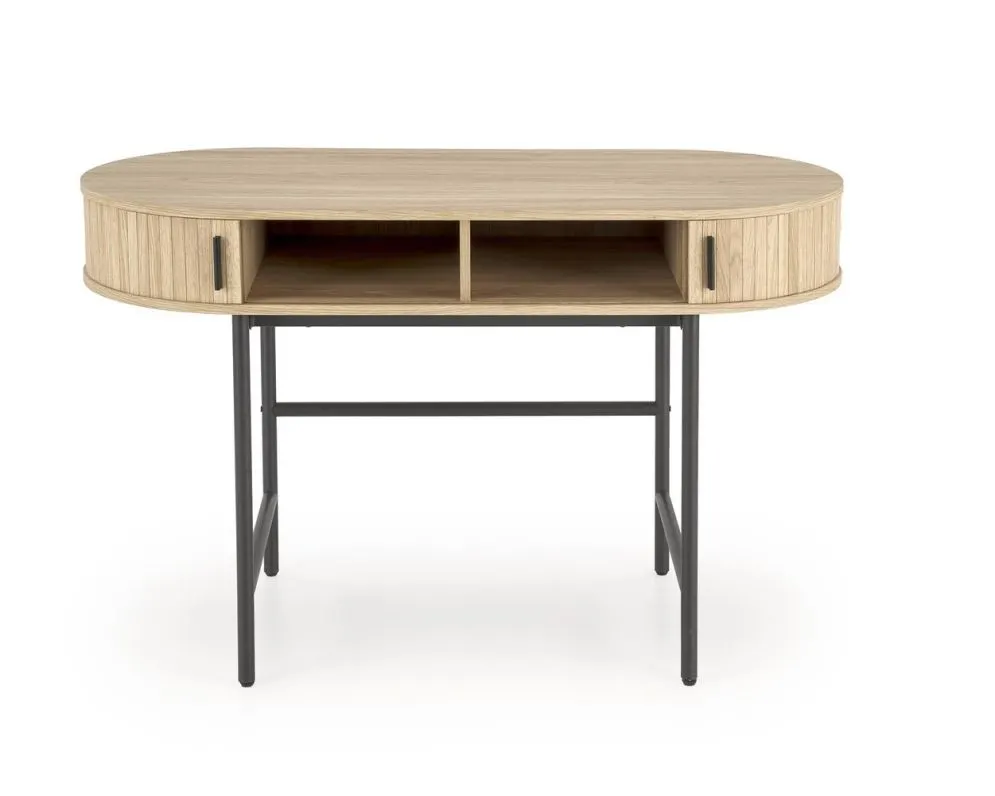 Biurko B51 dąb naturalny/czarne owalne I sklep meblowy MIRAT. styl LOFT, SKANDYNAWSKI