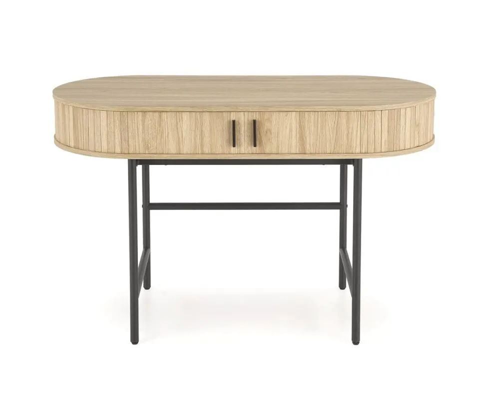 Biurko B51 dąb naturalny/czarne owalne I sklep meblowy MIRAT. styl LOFT, SKANDYNAWSKI