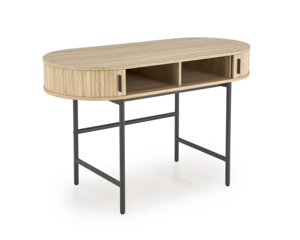 Biurko B51 dąb naturalny/czarne owalne I sklep meblowy MIRAT. styl LOFT, SKANDYNAWSKI