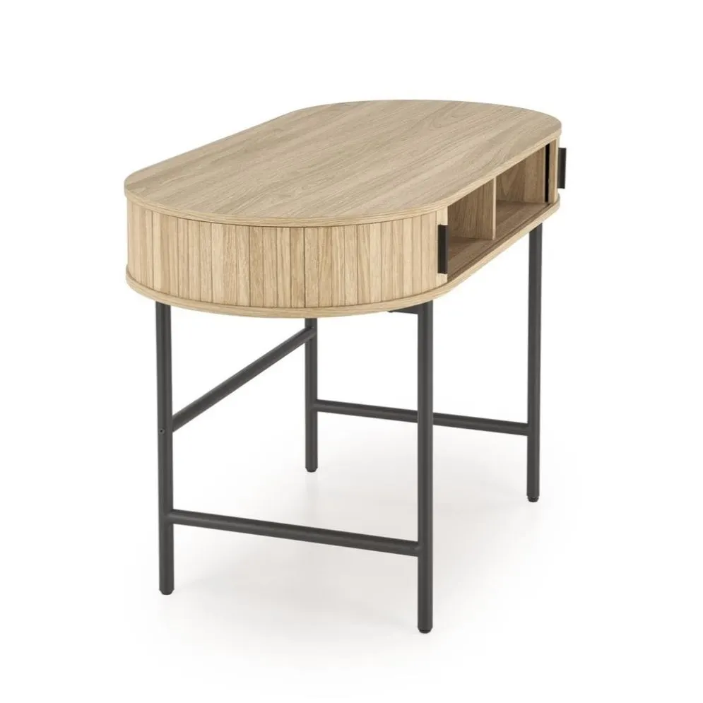 Biurko B51 dąb naturalny/czarne owalne I sklep meblowy MIRAT. styl LOFT, SKANDYNAWSKI