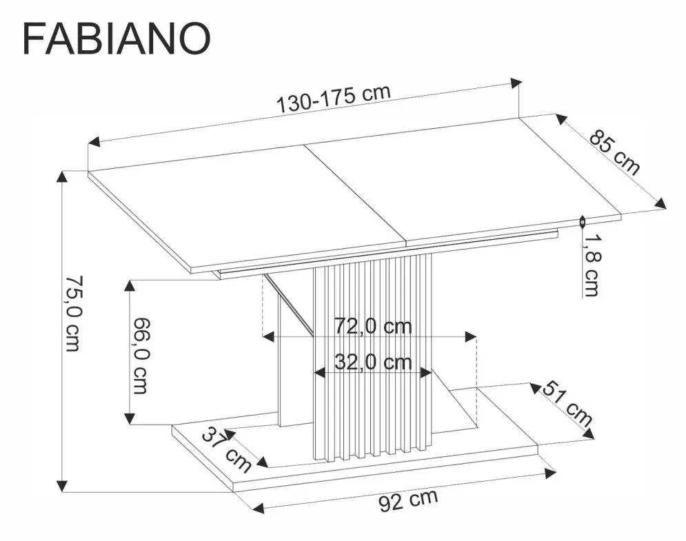 Stół rozkładany FABIANO 130(175)x85 dąb wotan/czarny lamele I sklep meblowy MIRAT.