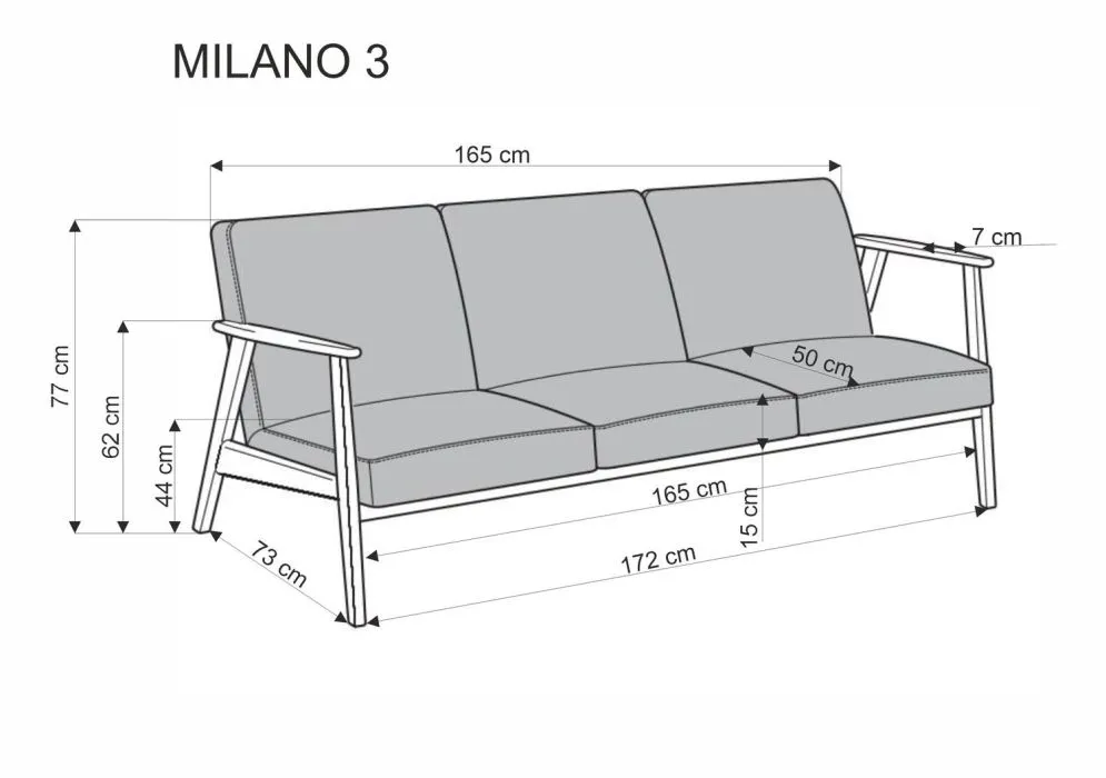Sofa MILANO 3S jasna beżowa/orzech trzyosobowa do salonu I sklep meblowy MIRAT. styl SKANDYNAWSKI, VINTAGE