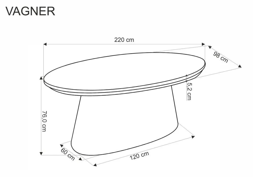Stół okrągły VAGNER 220x98 orzech nierozkładany I sklep meblowy MIRAT.