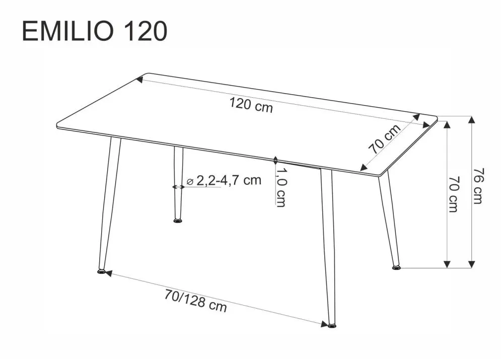 Stół EMILIO 120x80 biały marmur/czarny glamour I sklep meblowy MIRAT. styl GLAMOUR