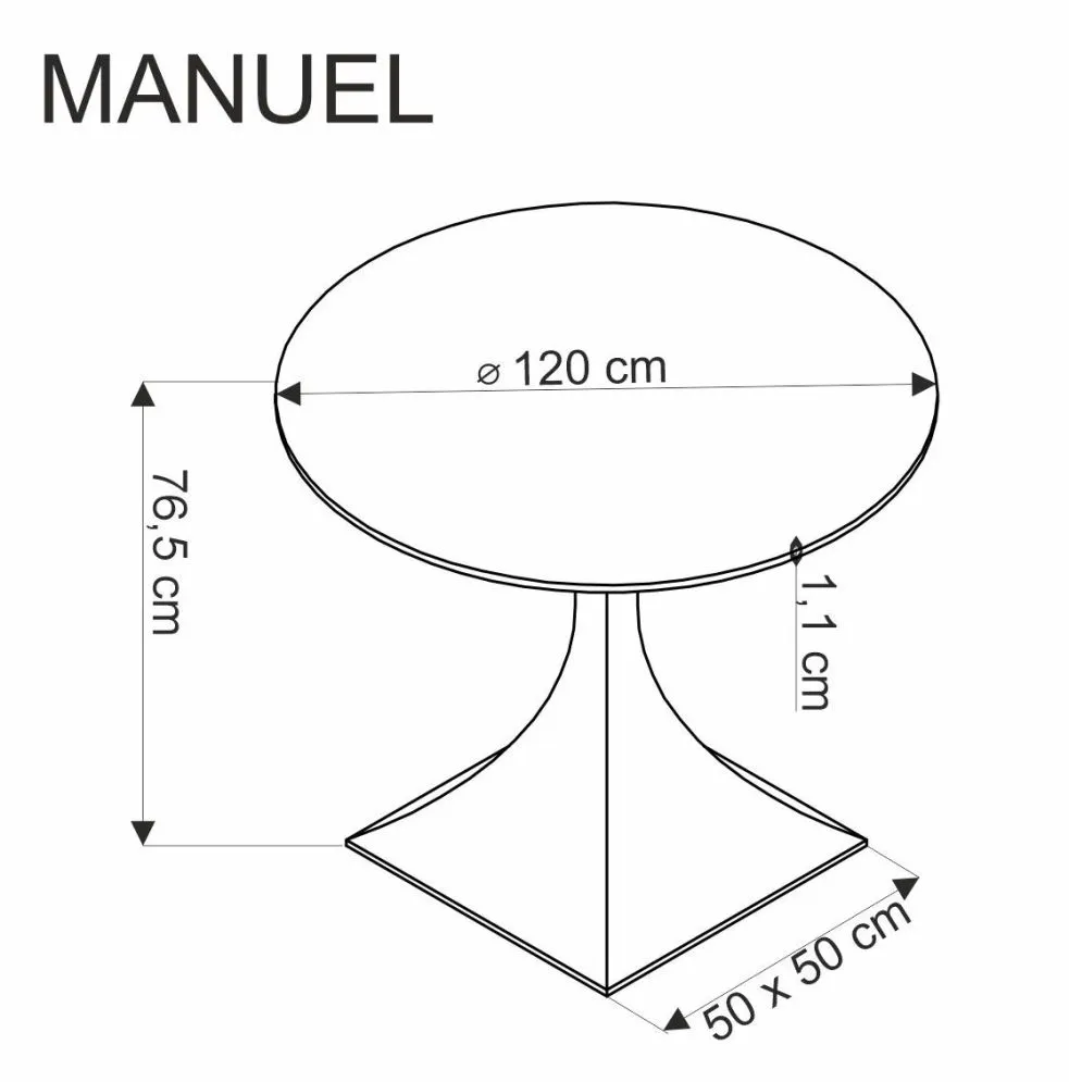 Stół okrągły MANUEL 120x120 czarny marmur/czarny na metalowej podstawie I sklep meblowy MIRAT.