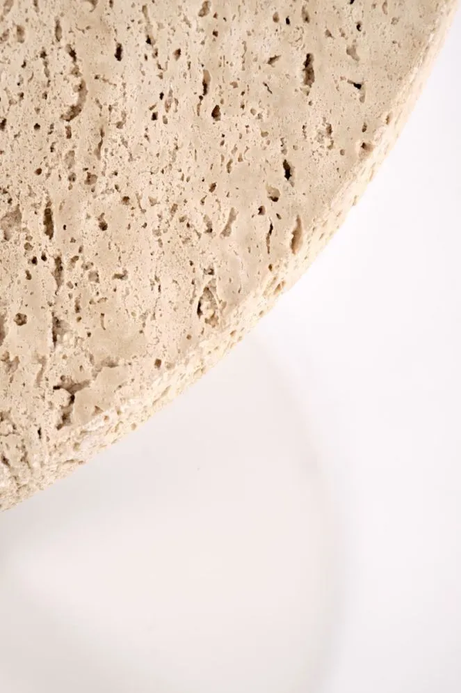 Stolik kawowy TRAVERSO 40x40 trawertyn/biały z kamiennym blatem I sklep meblowy MIRAT.