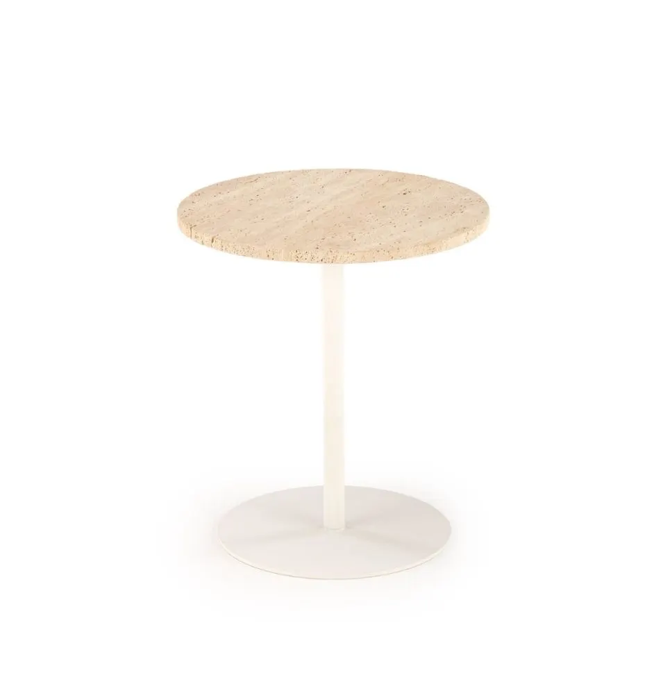 Stolik kawowy TRAVERSO 40x40 trawertyn/biały z kamiennym blatem I sklep meblowy MIRAT.