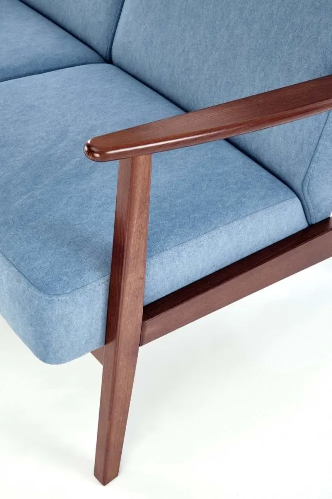 Sofa MILANO 2S niebieska/orzech dwuosobowa PRL I sklep meblowy MIRAT. styl SKANDYNAWSKI, VINTAGE