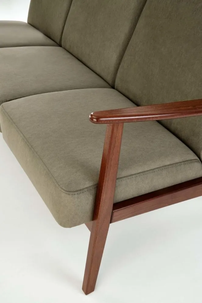 Sofa MILANO 3S oliwkowa/orzech trzyosobowa w stylu vintage I sklep meblowy MIRAT. styl SKANDYNAWSKI, VINTAGE