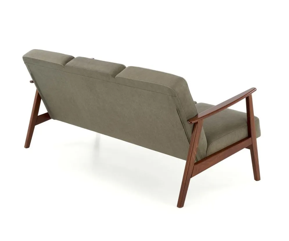 Sofa MILANO 3S oliwkowa/orzech trzyosobowa w stylu vintage I sklep meblowy MIRAT. styl SKANDYNAWSKI, VINTAGE