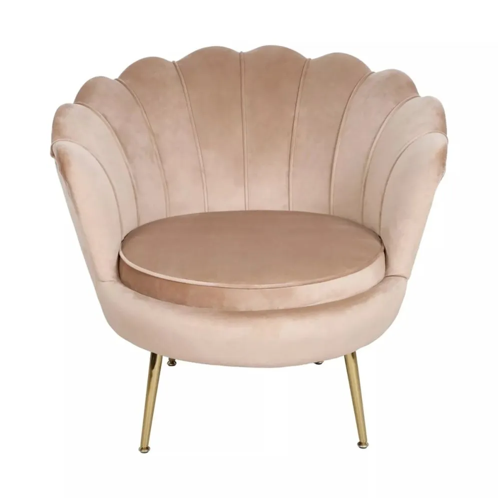 Fotel tapicerowany CAMELLIA 1 VELVET beżowy muszelka I sklep meblowy MIRAT. styl GLAMOUR