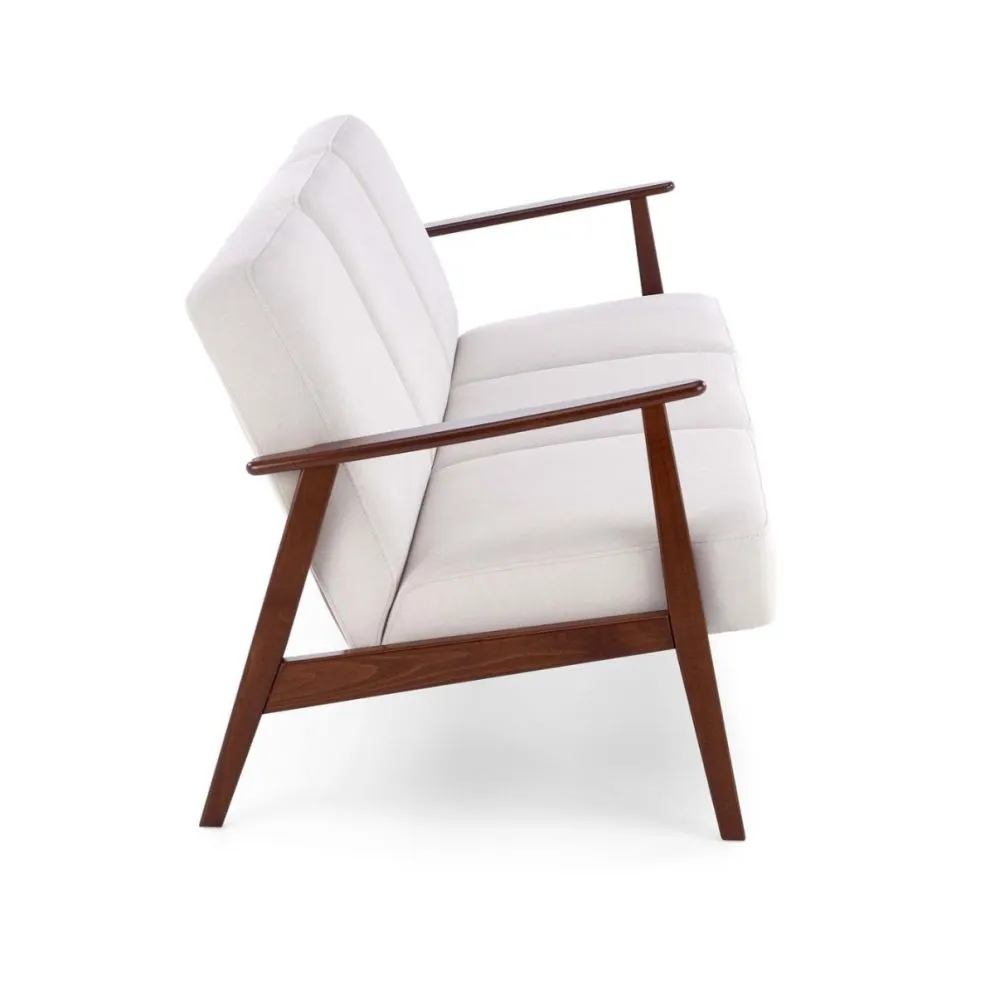 Sofa MILANO 3S jasna beżowa/orzech trzyosobowa do salonu I sklep meblowy MIRAT. styl SKANDYNAWSKI, VINTAGE