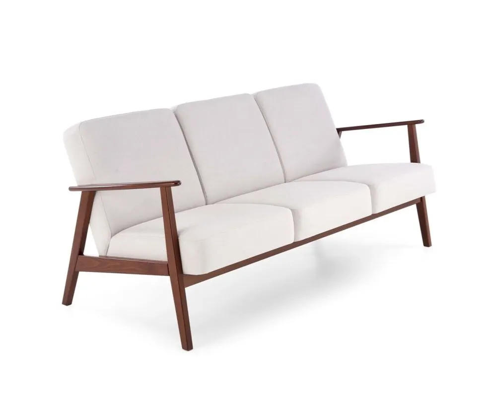 Sofa MILANO 3S jasna beżowa/orzech trzyosobowa do salonu I sklep meblowy MIRAT. styl SKANDYNAWSKI, VINTAGE