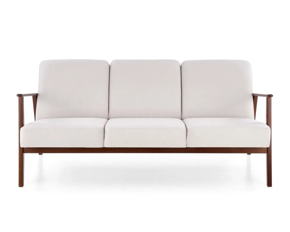 Sofa MILANO 3S jasna beżowa/orzech trzyosobowa do salonu I sklep meblowy MIRAT. styl SKANDYNAWSKI, VINTAGE