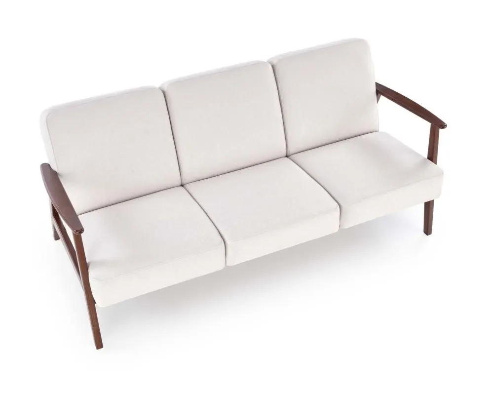 Sofa MILANO 3S jasna beżowa/orzech trzyosobowa do salonu I sklep meblowy MIRAT. styl SKANDYNAWSKI, VINTAGE