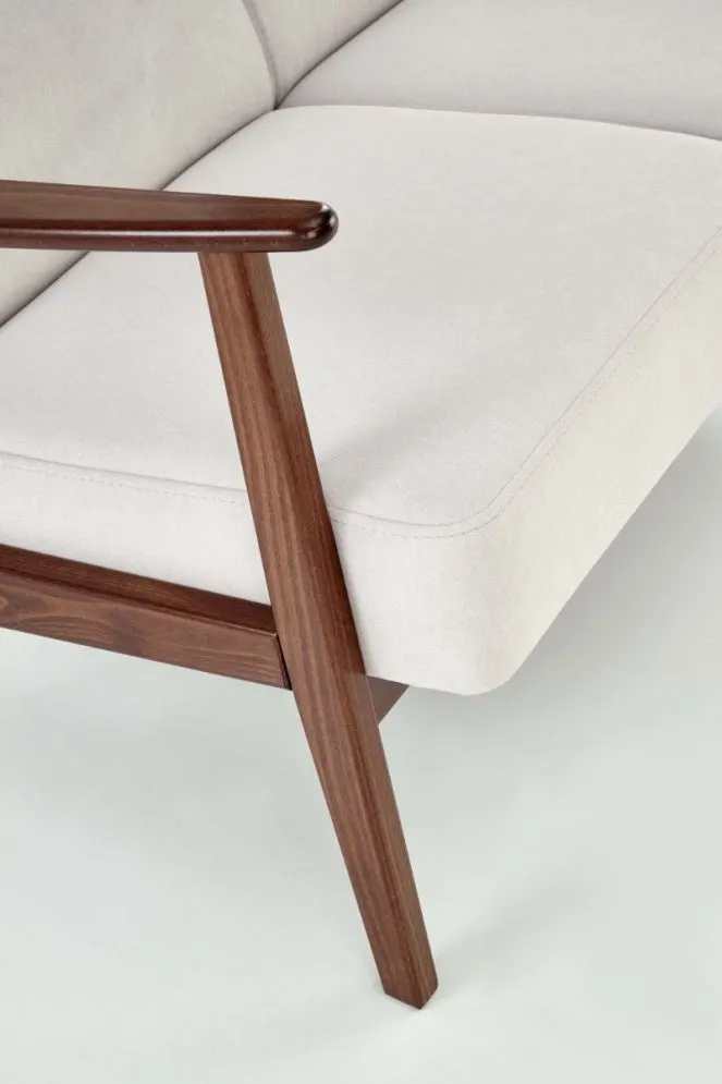 Sofa MILANO 2S jasna beżowa/orzech dwuosobowa tapicerowana I sklep meblowy MIRAT. styl SKANDYNAWSKI, VINTAGE
