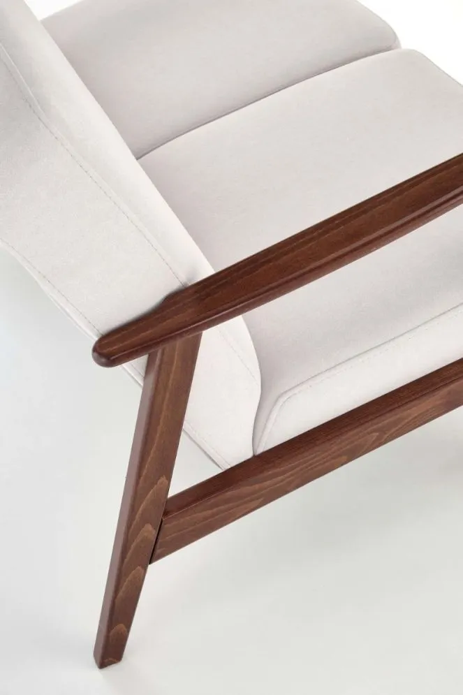 Sofa MILANO 2S jasna beżowa/orzech dwuosobowa tapicerowana I sklep meblowy MIRAT. styl SKANDYNAWSKI, VINTAGE