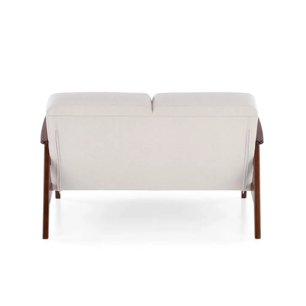 Sofa MILANO 2S jasna beżowa/orzech dwuosobowa tapicerowana I sklep meblowy MIRAT. styl SKANDYNAWSKI, VINTAGE