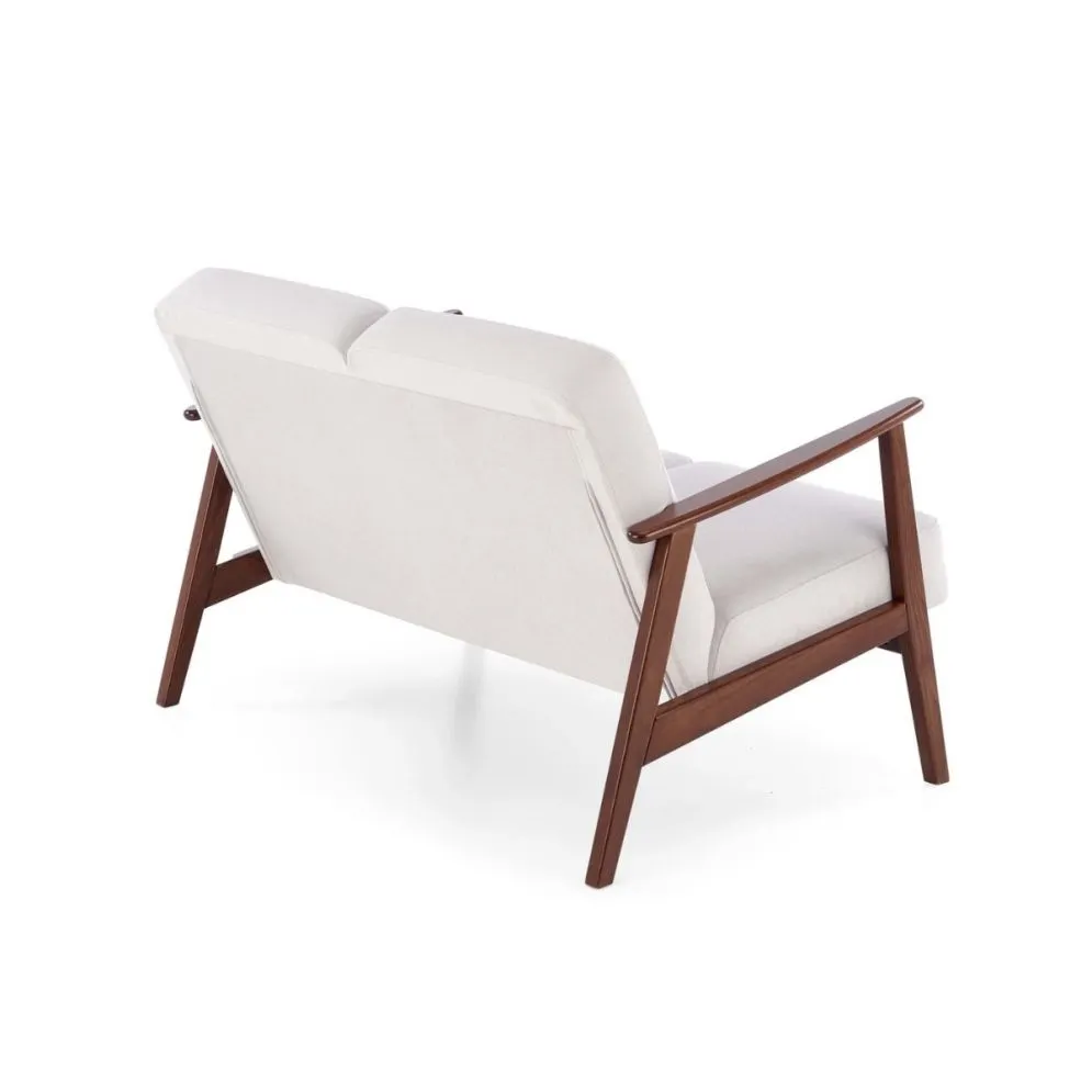Sofa MILANO 2S jasna beżowa/orzech dwuosobowa tapicerowana I sklep meblowy MIRAT. styl SKANDYNAWSKI, VINTAGE