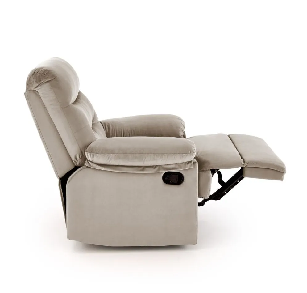 Fotel rozkładany DRAGER VELVET beżowy wypoczynkowy I sklep meblowy MIRAT.