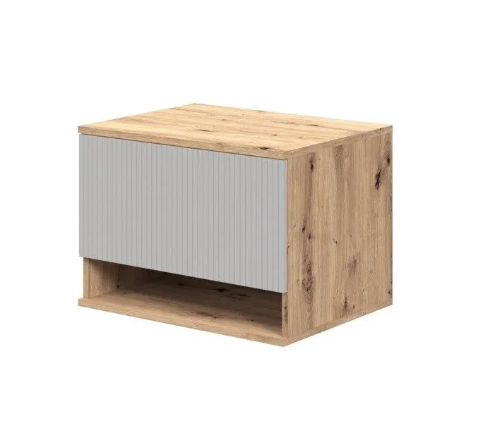 Szafka pod umywalkę nablatową AVIOLA 1S 60cm dąb artisan/kaszmirowy mat I sklep meblowy MIRAT. styl RYFLOWANY kolekcja AVIOLA