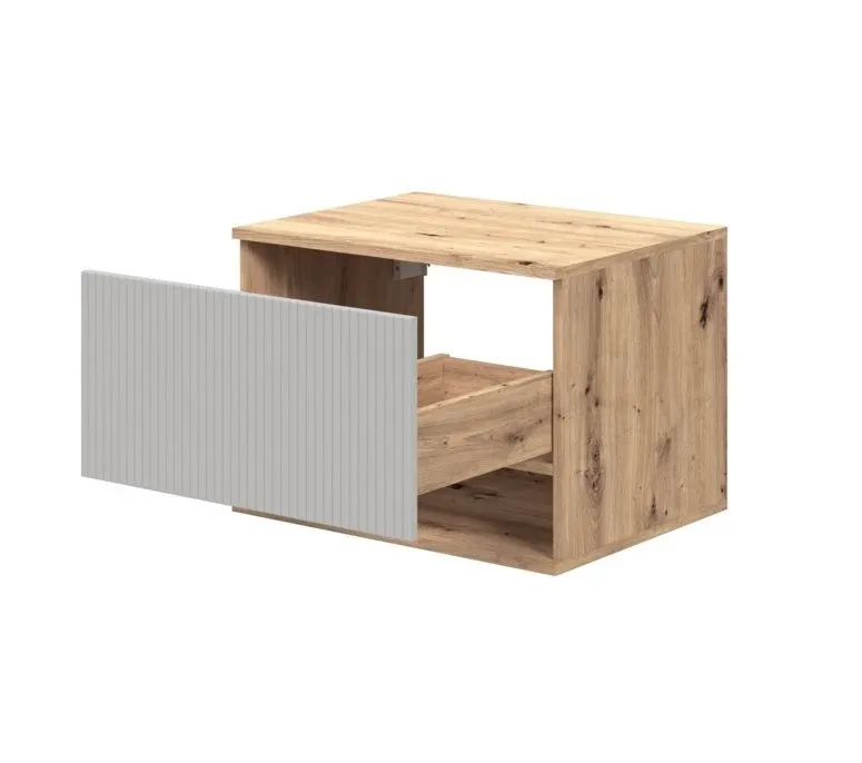 Szafka pod umywalkę nablatową AVIOLA 1S 60cm dąb artisan/kaszmirowy mat I sklep meblowy MIRAT. styl RYFLOWANY kolekcja AVIOLA