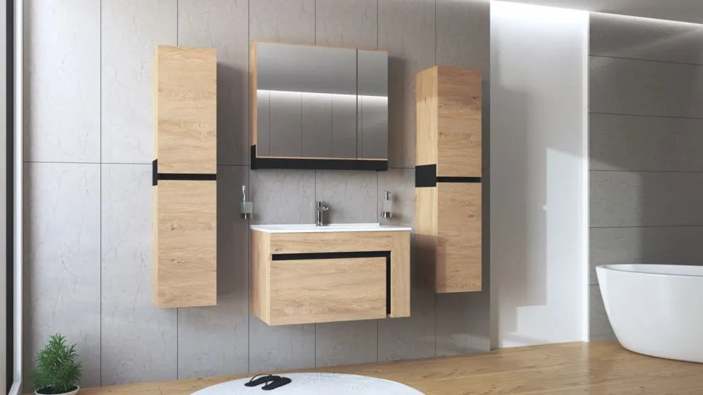 Szafka pod umywalkę DUESA 1S 80cm dąb złoty z szufladą I sklep meblowy MIRAT. styl LOFT, SKANDYNAWSKI kolekcja DUESA