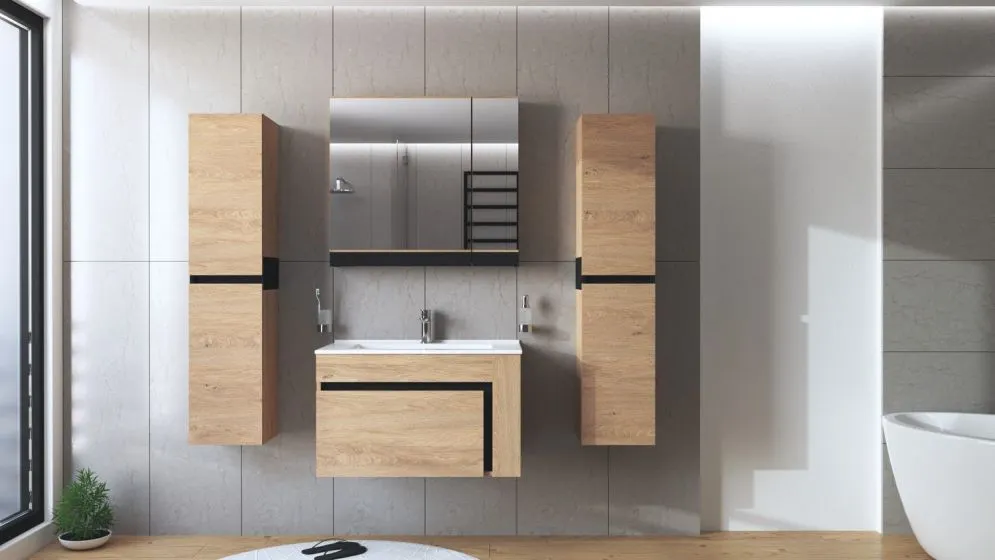 Szafka łazienkowa DUESA 2D 30cm dąb złoty dwudrzwiowa I sklep meblowy MIRAT. styl LOFT, SKANDYNAWSKI kolekcja DUESA